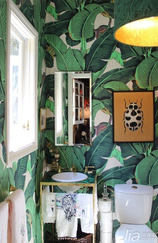 东南亚风格四房绿色富裕型卫生间背景墙洗手台海外家居