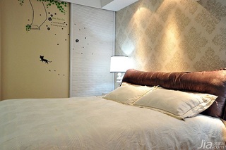 简欧风格二居室富裕型卧室卧室背景墙壁纸效果图