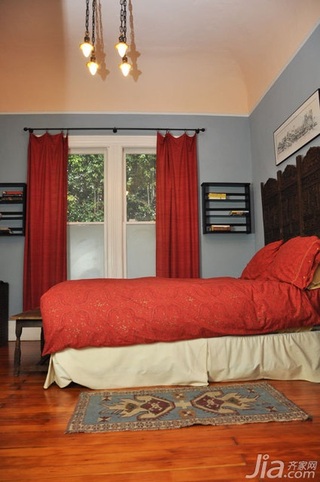 简约风格二居室简洁红色富裕型卧室卧室背景墙床海外家居