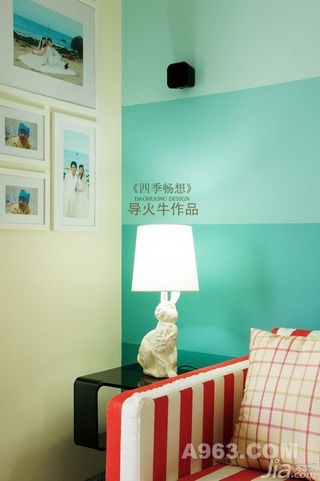 混搭风格复式温馨蓝色富裕型90平米客厅沙发背景墙沙发婚房设计图纸