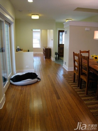 美式乡村风格复式原木色经济型120平米过道餐桌海外家居
