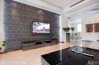 简约风格富裕型120平米客厅电视背景墙电视柜图片