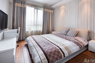 简约风格富裕型120平米卧室卧室背景墙床图片