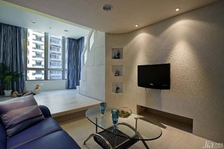 地中海风格公寓富裕型80平米客厅电视背景墙茶几台湾家居