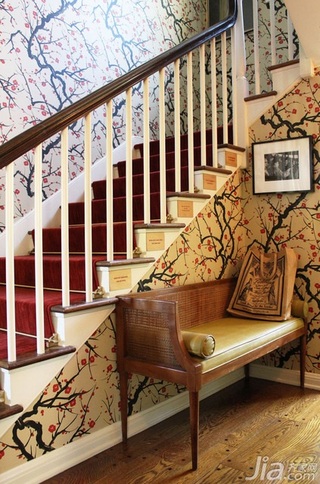 简约风格复式富裕型楼梯壁纸海外家居