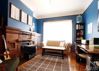 欧式风格公寓蓝色富裕型客厅沙发海外家居
