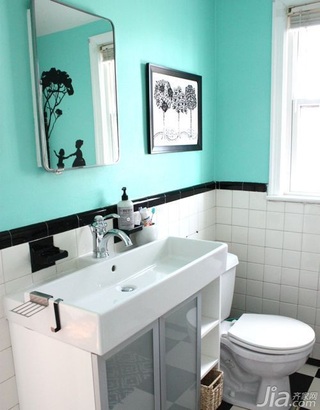 简约风格二居室蓝色富裕型卫生间洗手台海外家居