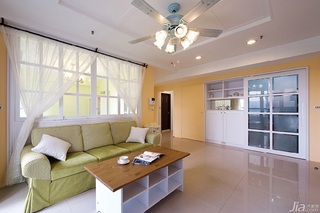美式风格二居室小清新富裕型90平米客厅吊顶沙发婚房台湾家居