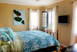 简约风格复式简洁富裕型卧室电视背景墙床海外家居