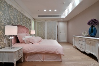 新古典风格四房粉色豪华型140平米以上卧室吊顶壁纸台湾家居