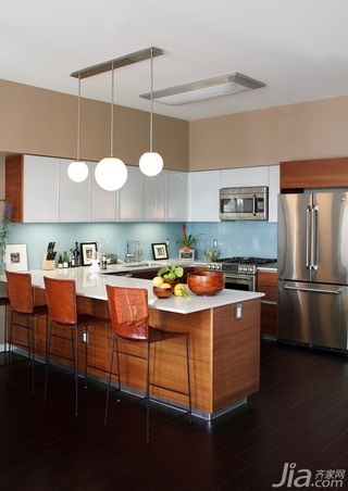 简约风格二居室简洁原木色富裕型厨房吧台灯具海外家居