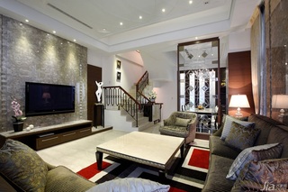 新古典风格别墅豪华型140平米以上客厅电视背景墙沙发台湾家居