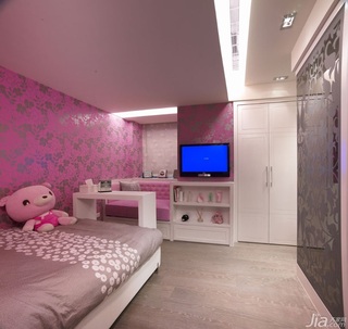 混搭风格公寓豪华型卧室卧室背景墙书桌台湾家居