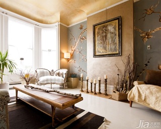 欧式风格公寓富裕型客厅壁纸海外家居