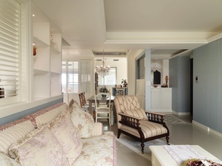 美式乡村风格公寓富裕型130平米客厅吊顶沙发台湾家居