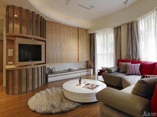 简约风格公寓富裕型130平米客厅电视背景墙电视柜台湾家居