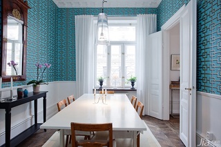 北欧风格公寓蓝色富裕型餐厅餐桌海外家居