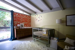 简约风格四房简洁富裕型儿童房卧室背景墙床海外家居
