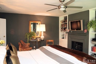 简约风格三居室简洁豪华型卧室电视背景墙床海外家居