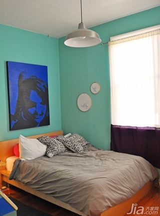 简约风格二居室简洁蓝色5-10万卧室卧室背景墙床海外家居