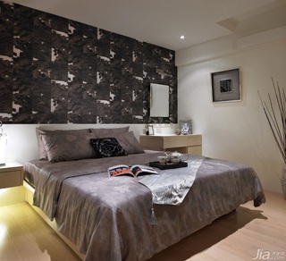 简约风格三居室富裕型90平米卧室卧室背景墙壁纸台湾家居