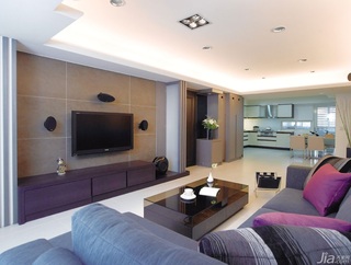 简约风格公寓富裕型120平米客厅电视背景墙茶几二手房台湾家居