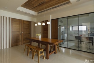 简约风格四房原木色富裕型140平米以上餐厅吊顶餐桌台湾家居