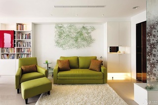 简约风格一居室小清新白色富裕型60平米客厅沙发背景墙沙发台湾家居