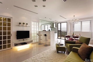 简约风格一居室白色富裕型60平米客厅吊顶台湾家居