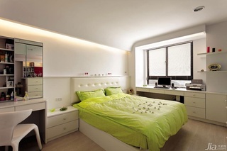 简约风格一居室白色富裕型60平米卧室床台湾家居