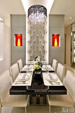 新古典风格三居室富裕型140平米以上餐厅餐厅背景墙灯具台湾家居