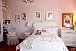 混搭风格别墅粉色经济型70平米卧室床海外家居