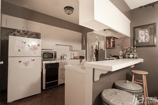 简约风格复式白色富裕型厨房吧台橱柜海外家居