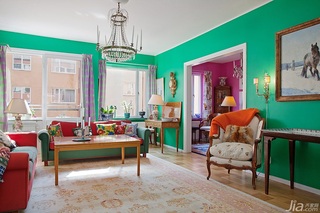 混搭风格公寓绿色经济型90平米客厅沙发海外家居