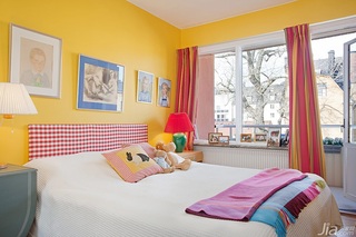 混搭风格公寓黄色经济型90平米卧室床海外家居