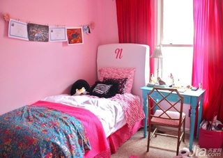 简约风格公寓粉色经济型80平米卧室床海外家居