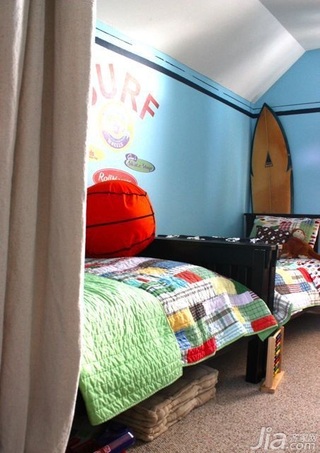 简约风格公寓蓝色经济型80平米卧室床海外家居