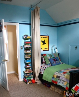 简约风格公寓蓝色经济型80平米卧室床海外家居