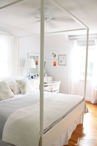简约风格别墅白色经济型100平米卧室床海外家居
