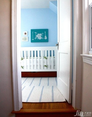 简约风格别墅蓝色经济型100平米卧室儿童床海外家居