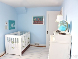 简约风格别墅蓝色经济型100平米卧室儿童床海外家居