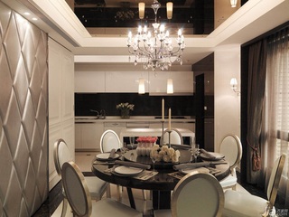 新古典风格公寓富裕型140平米以上餐厅背景墙餐桌台湾家居