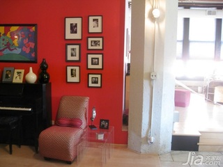 简约风格公寓红色经济型120平米客厅照片墙海外家居