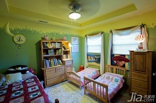 田园风格别墅绿色经济型110平米卧室床海外家居
