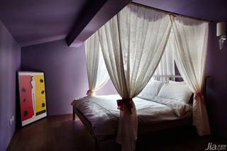 混搭风格别墅梦幻紫色富裕型140平米以上卧室床台湾家居