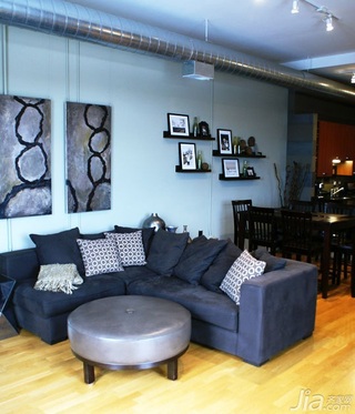 简约风格公寓蓝色经济型70平米客厅沙发海外家居
