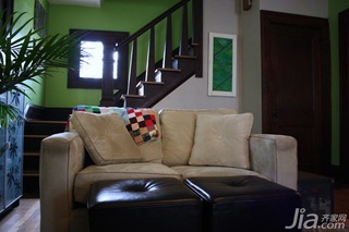 田园风格复式绿色经济型70平米客厅楼梯沙发海外家居