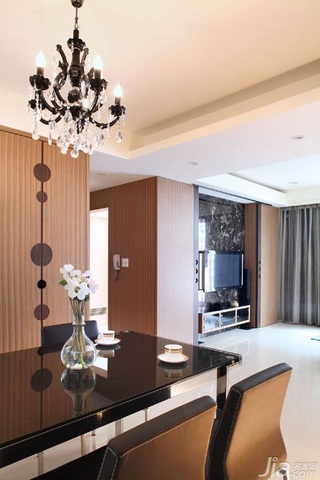 简约风格公寓富裕型60平米餐厅电视背景墙灯具二手房台湾家居