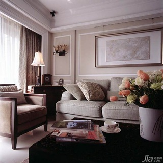 美式风格公寓富裕型140平米以上客厅沙发背景墙台湾家居