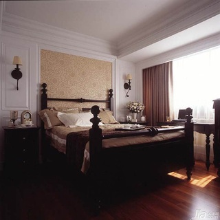 美式风格公寓富裕型140平米以上卧室卧室背景墙床台湾家居